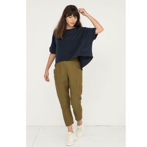 Elizabeth Suzann | Clyde Work Pant in Midweight Linen, Olive